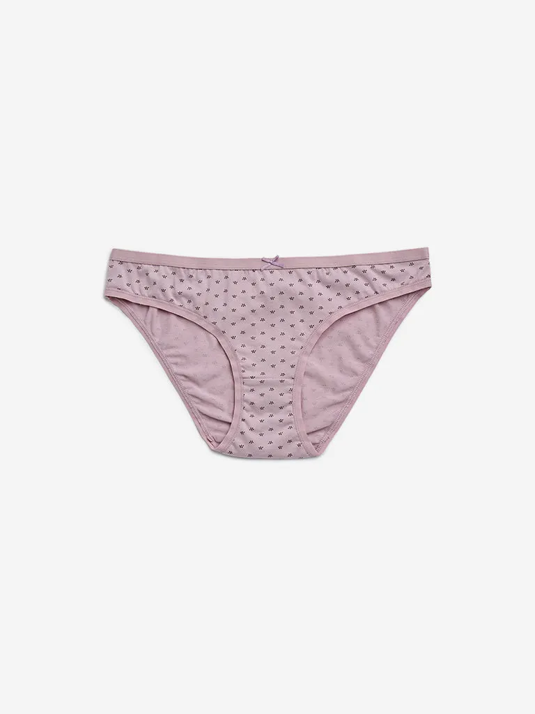 Wunderlove Violet Cotton-Blend Bikini Briefs - Pack of 3
