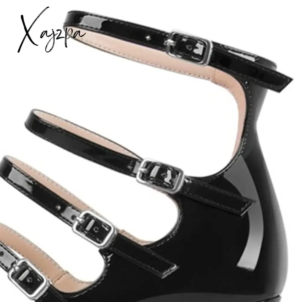 Xajzpa - Women's New Spring and Autumn Casual High Heels Sexy Thick Sole High Heels Mary Jane Shoes Black Platform High Heels