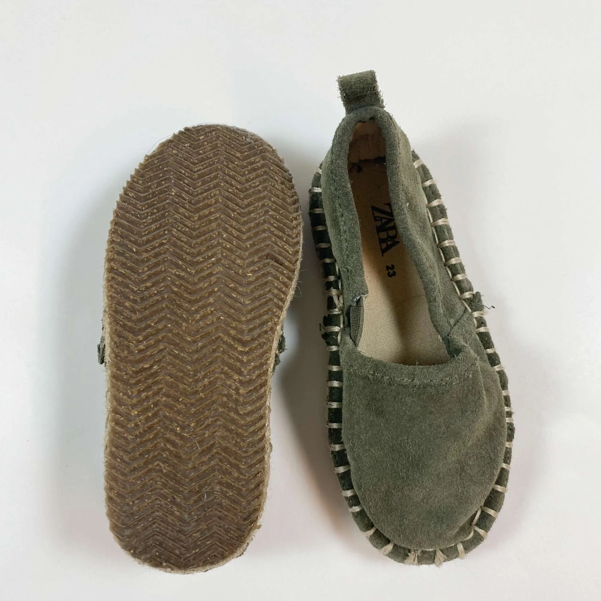 Zara khaki suede espadrilles 23