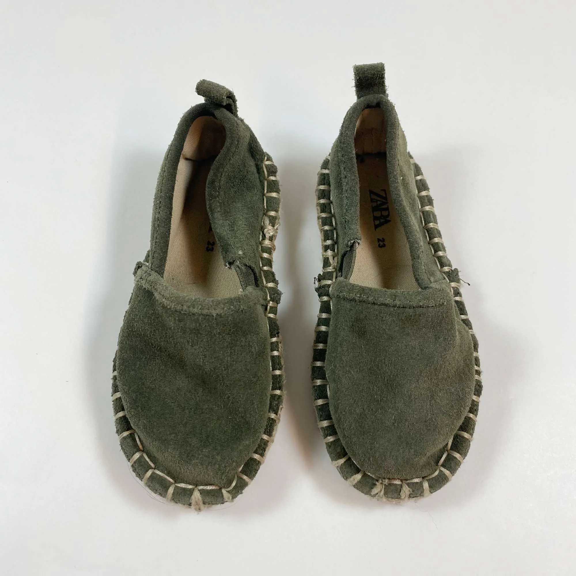Zara khaki suede espadrilles 23